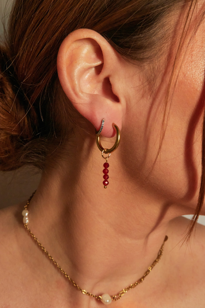 Charm 4 perles rubis - Calista Bijoux